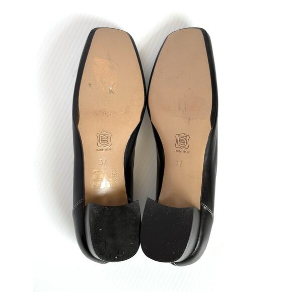 Andrea Rivalta Italian Leather Block Heel Shoes Square Toe Preppy Women’s 37 6.5 - Picture 5 of 8